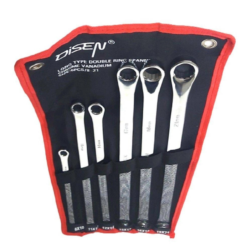 Trade Shop - Set 6 Pz Chiavi Inglesi Extra Lungo Double Chiavi Poligonali Da 8mm-21mm Metrico -