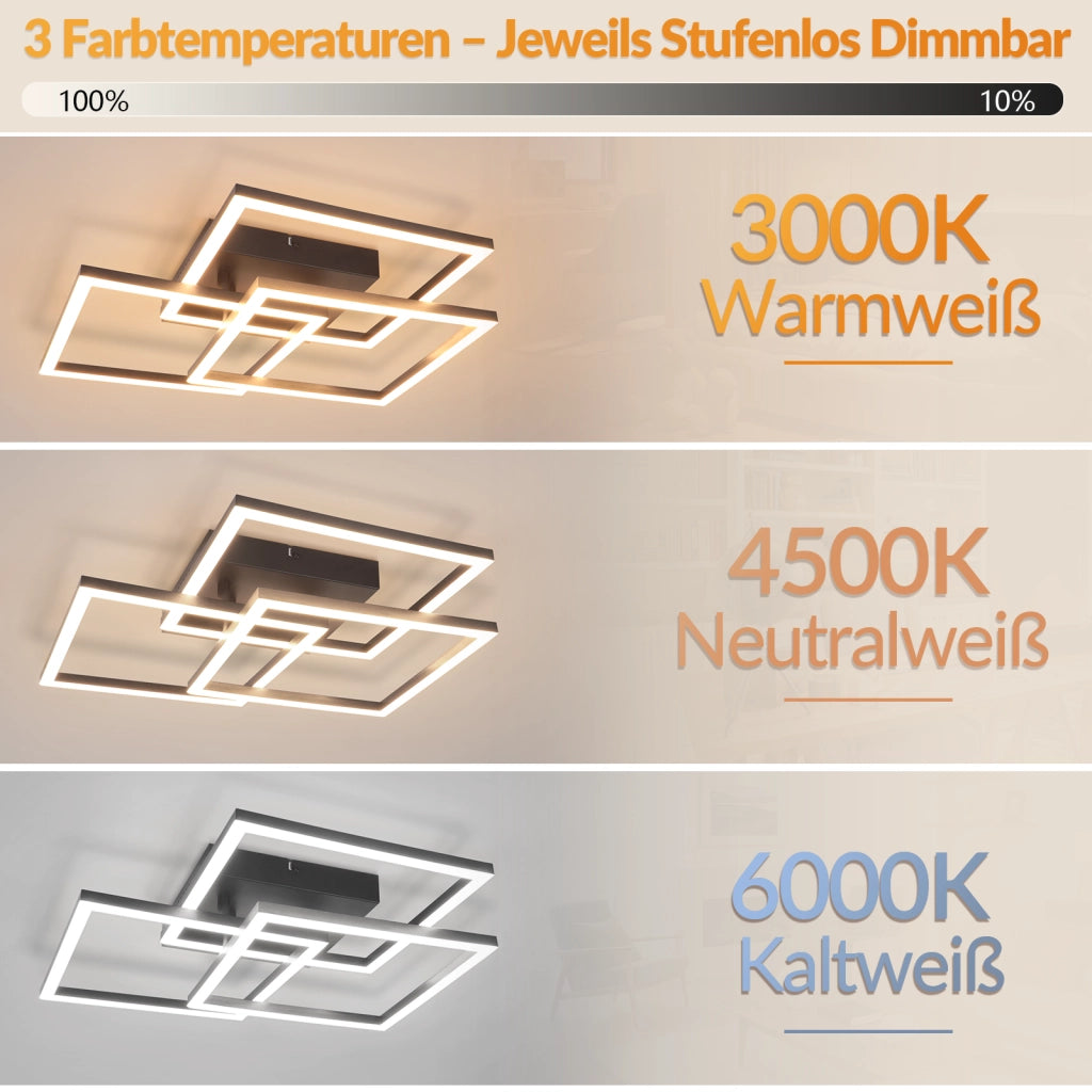 ZMH Lampada da Soffitto LED Dimmabile 31W Moderna Quadrata Design con Telecomando per Camera Soggiorno Ufficio