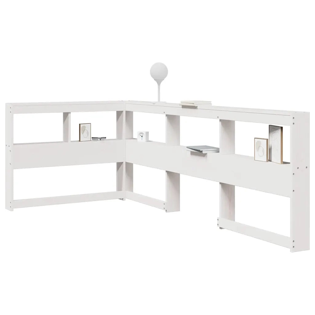 Testiera libreria a L-Testata contenitore Bianca 90 cm in Legno Massello di Pino 410796