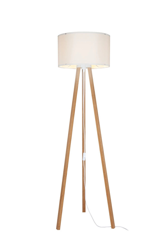 Lampada da terra PIKO treppiede legno crema 136cm E27