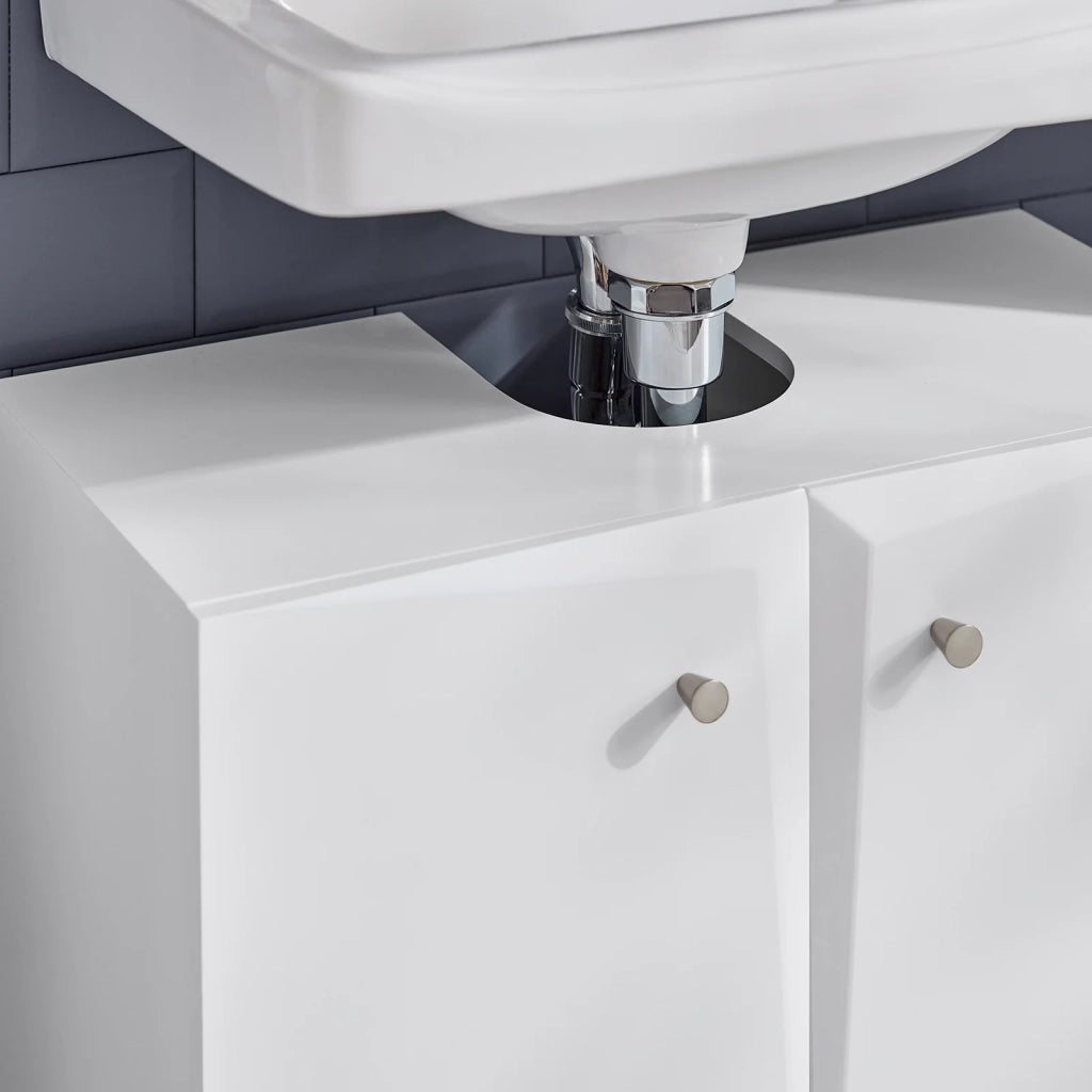 Mobile Sottolavabo a Terra Mobile Bagno Con Armadietto Mobiletto Bagno Salvaspazio In Legno Bianco 60x30x60cm BZR92-W SoBuy