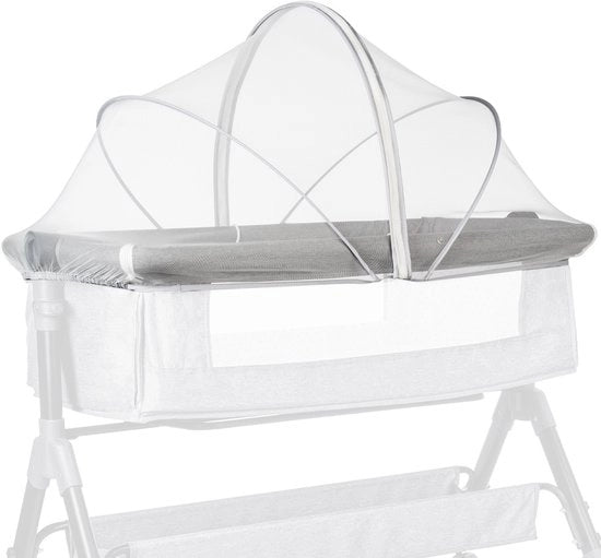 Ombrellone per lettino - Reticolo - Ombrellone per lettino - Ripiegabile - 55cmx100cm - Bianco - Repellente insetti - Leggero - Con cerniera - Per lettino da bambino