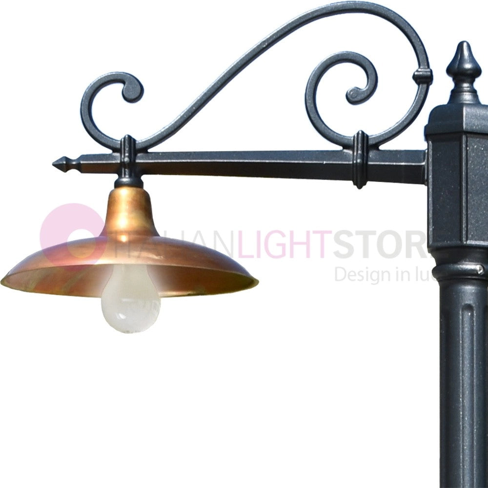 NIKE ANTRACITE Lampione da giardino 2 luci con piatti in ottone anticato