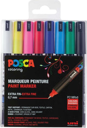 Set di pennarelli a colori acquaforme da 8 pezzi con punta calibrata per diverse superfici