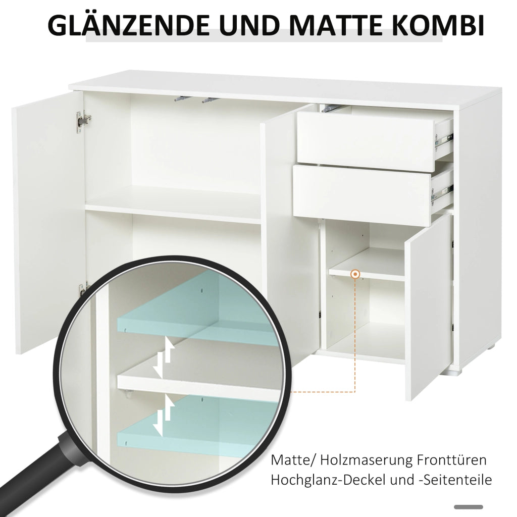 Cassettiera Sideboard ¨C zephmum ¨C 2 cassetti, bianco, 117x36x74