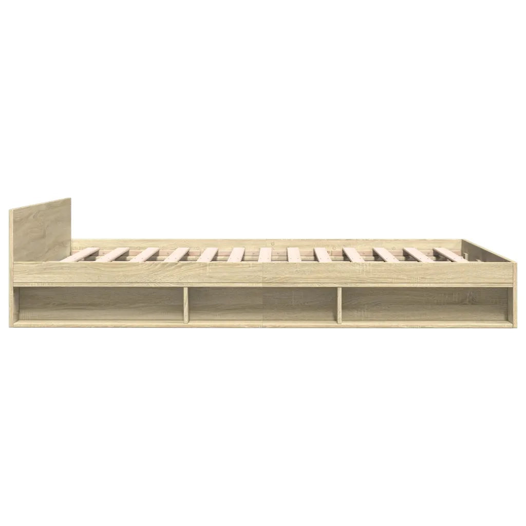 Letto matrimoniale | Letto per adulti | Giroletto Cassetti Rovere Sonoma 150x200 cm Legno Multistrato