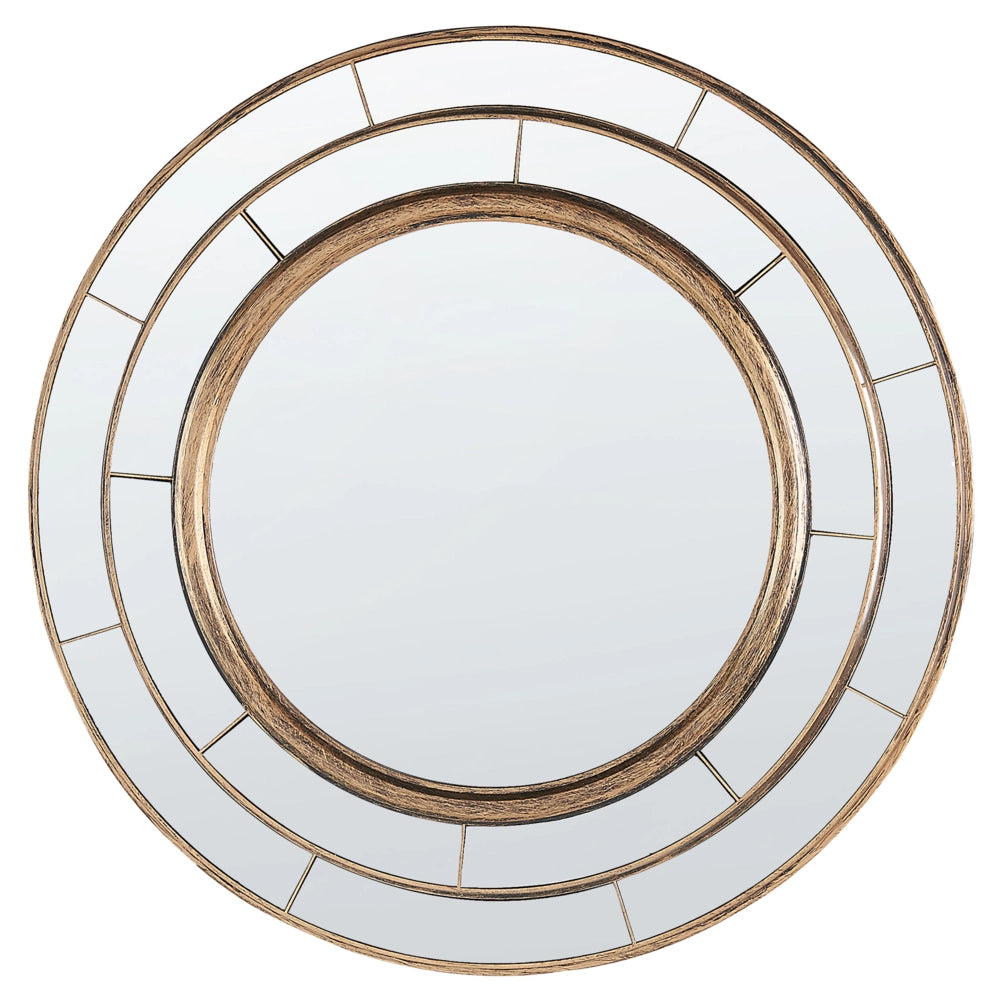 Specchio da parete rotondo in materiale sintetico color oro 40 cm stile moderno
