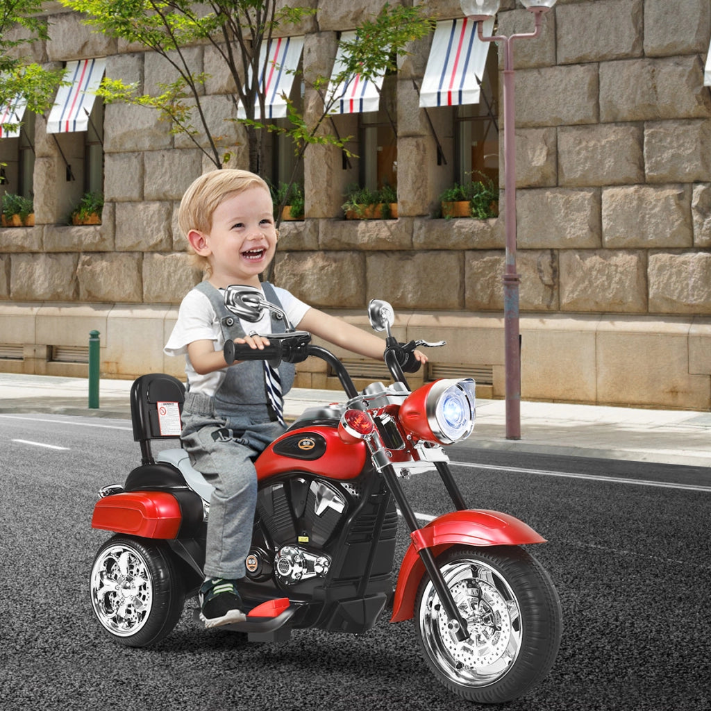 Moto in stile chopper per bambini e bambine, Moto cavalcabile alimentata a batteria Rosso