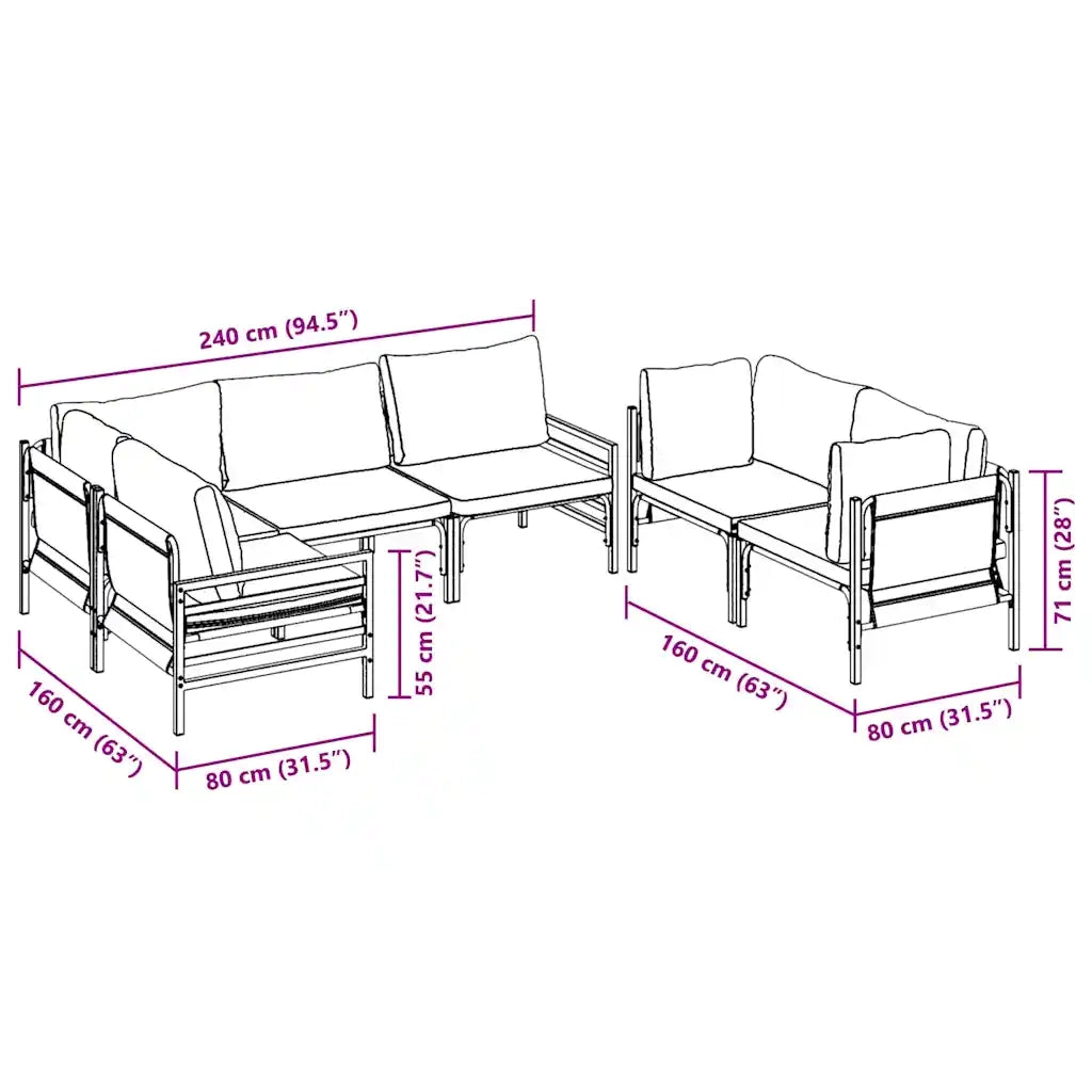 vidaXL Set Divano da Giardino 6 pcs Antracite Acciaio