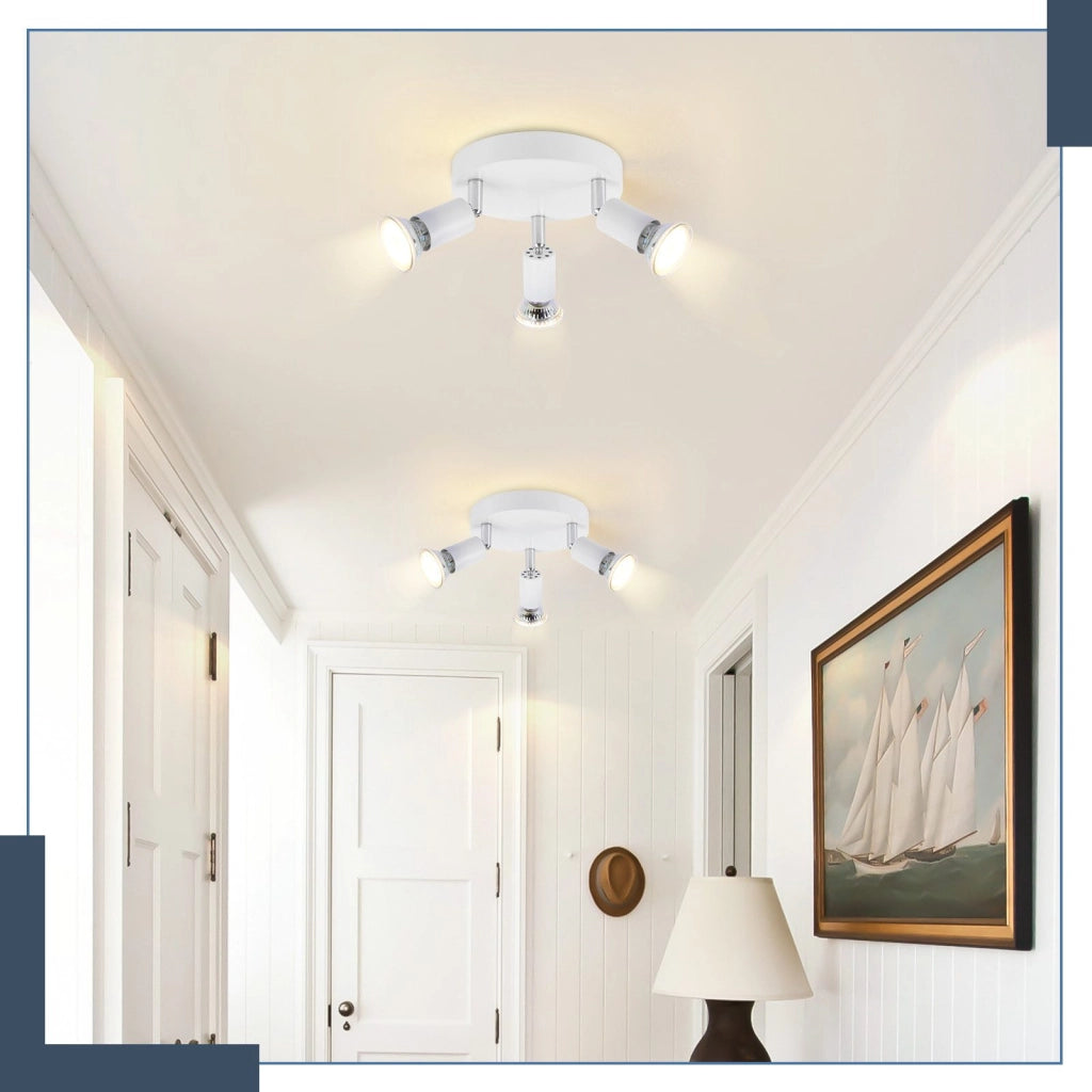 ZMH Faretto da soffitto bianchi 3 luci GU10 moderni rotondi orientabili 350° per cucina soggiorno senza lampadina