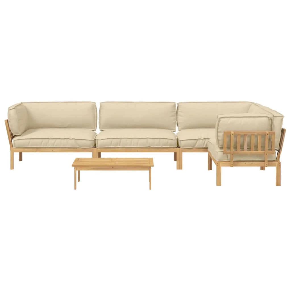 Set di divani con cuscino 5 pcs Beige e Marrone Chiaro 3418447