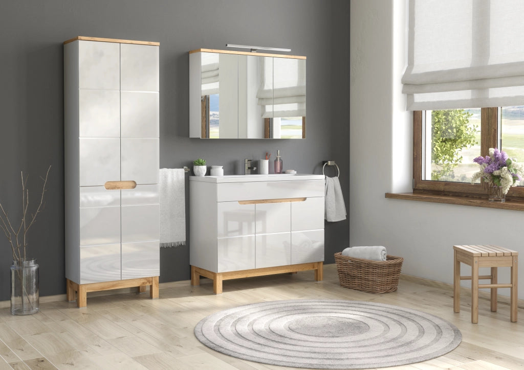 Mobile con specchio 100 cm 3 ante Bali White 100 x 69 x 20 cm