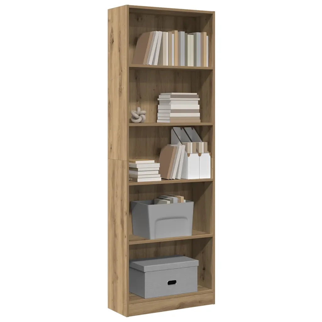 Libreria-Scaffale per Libri-Mobile di Stoccaggio Artigianale Rovere 60x24x176 cm Legno ingegnerizzato
