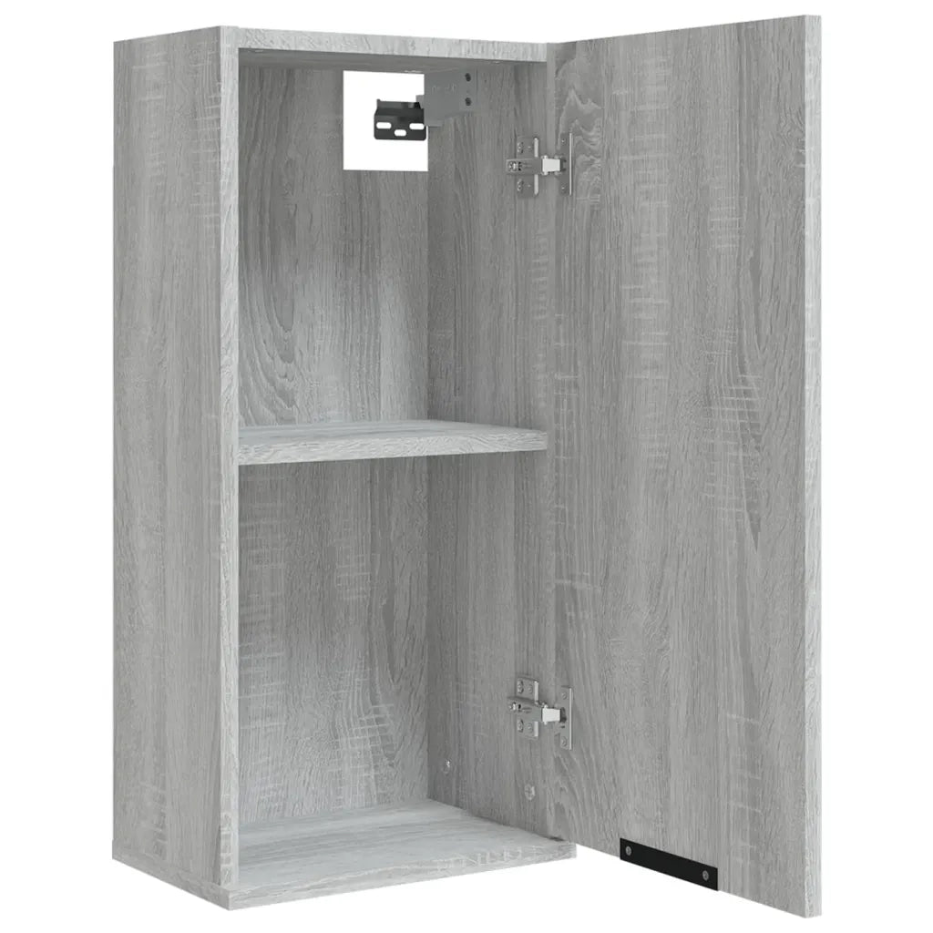 Mobiletto da bagno classico a parete 32 x 20 x 67 cm ampio spazio contenitivo design pulito legno composito grigio 02_0048298