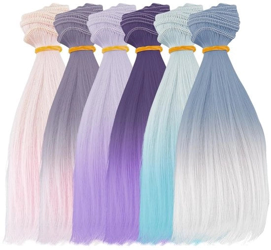 Set di capelli in plastica per bambole - 6 pezzi - fibra a alta temperatura - 15,5 cm larghezza - accessori per creare bambole DIY