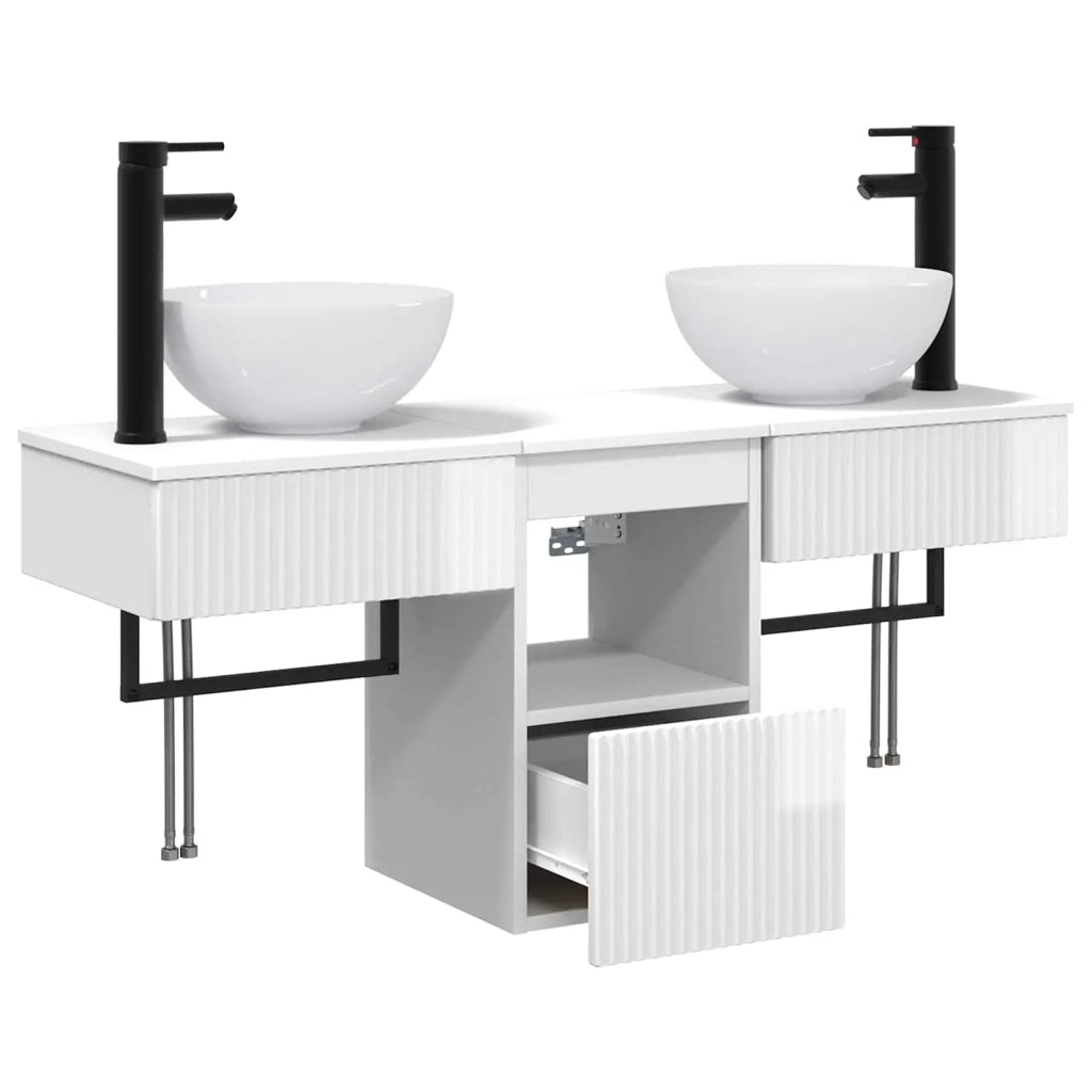 Set di mobili per il bagno 3 pz Bianco Lucido 3405581