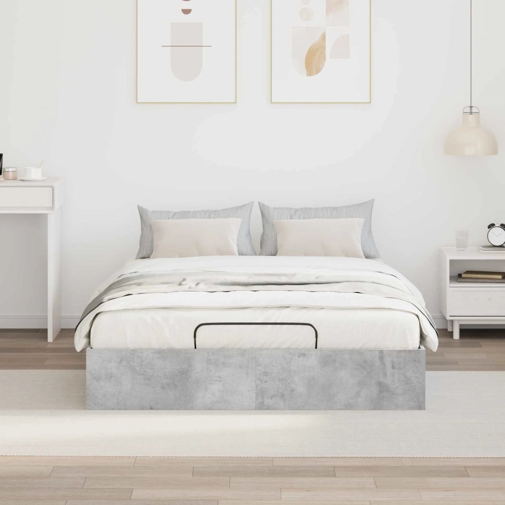 Letto ottomano Grigio cemento 135 x 190 cm Legno multistrato