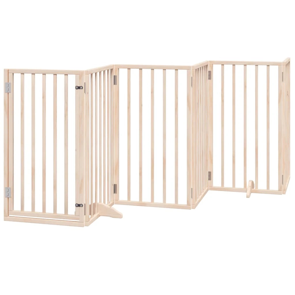 Cancelletto di sicurezza per animali domestici porta pieghevole 15 pannelli legno di pioppo marrone 02_0023211