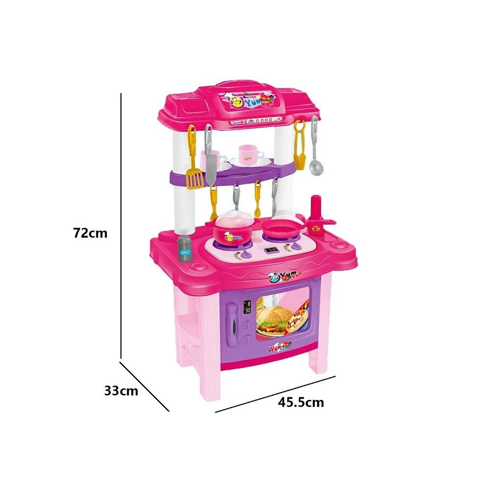 Trade Shop - Cucina Giocattolo Bambini 72cm 18 Accessori Maya Luci Suoni Forno Fornello -