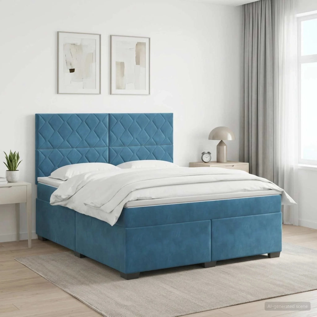 Letto box spring con materasso Blu 140 x 200 cm Velluto 3453666