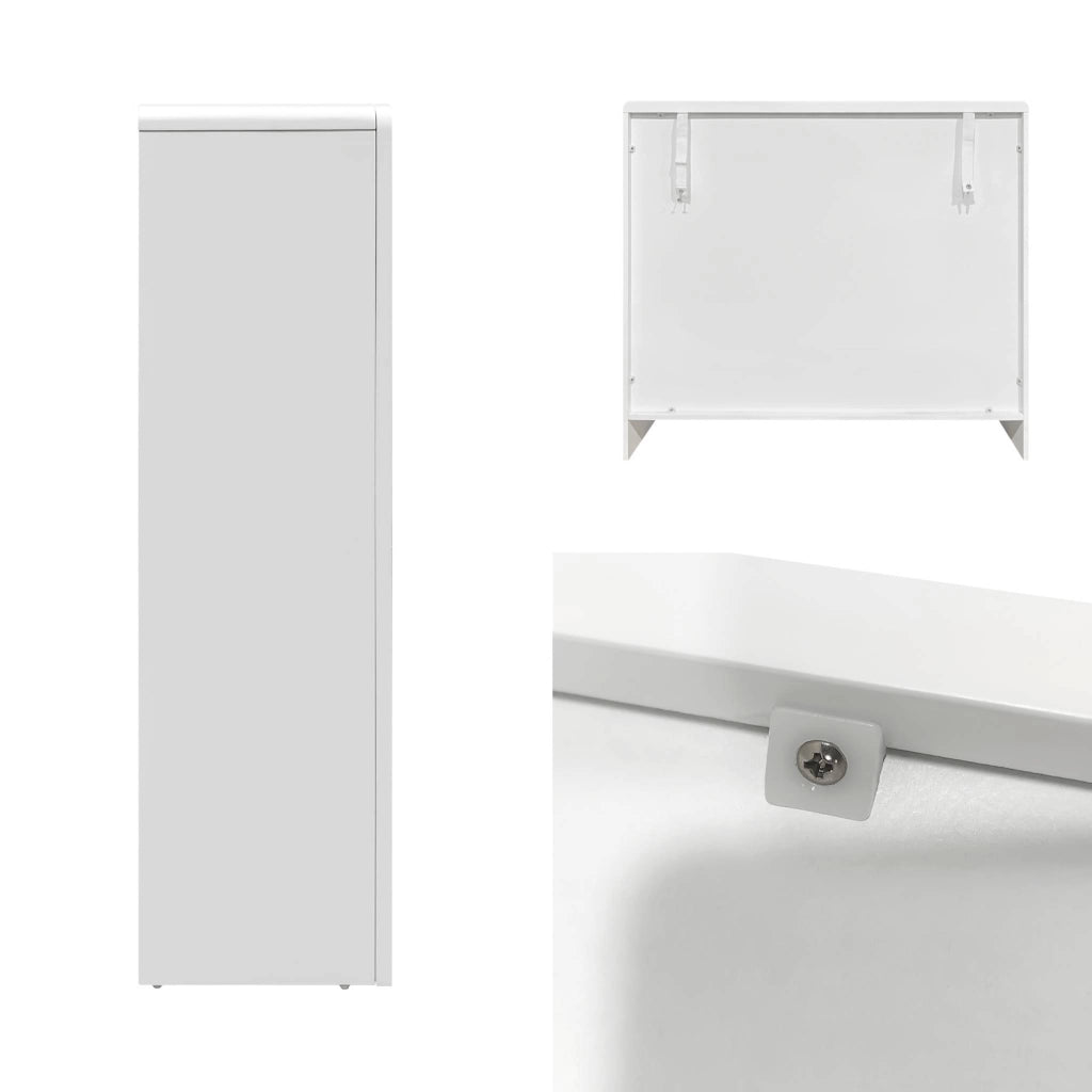 Credenza organica a 4 scomparti effetto legno bianco, 90cm, bianco