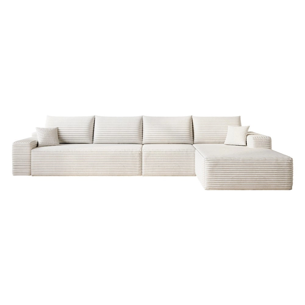 Divano angolare modulare con chaise longue ¨C Minimal ¨C bianco 340cm