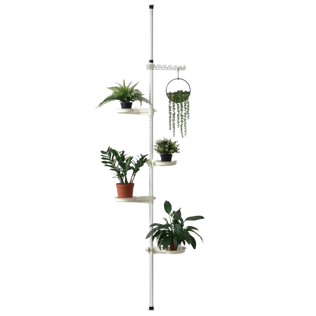 Supporto telescopico per fiori portavasi metallo e plastica altezza regolabile tra 110 e 305 cm bianco 03_0003911