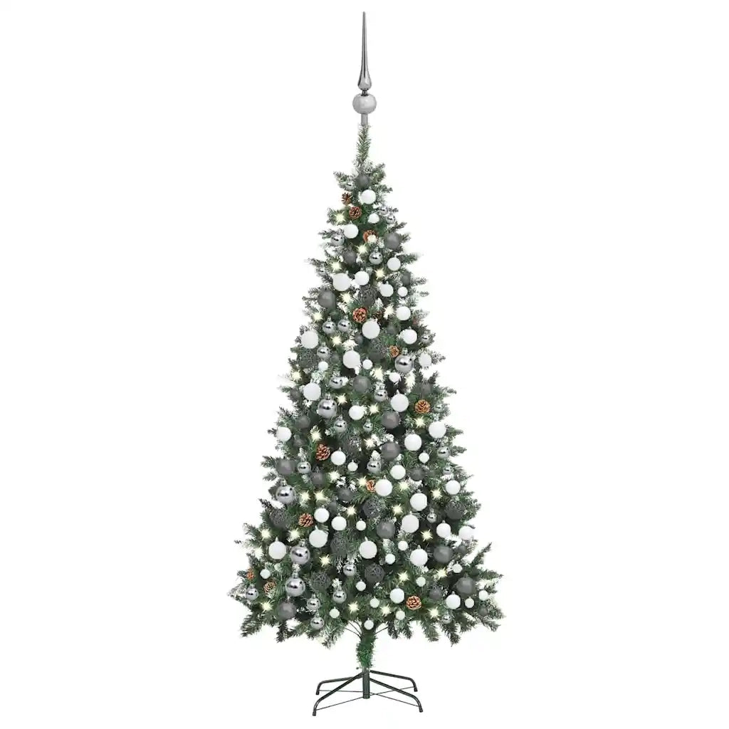 Set Albero Natale Artificiale con LED Palline e Pigne 210 cm cod mxl 27247