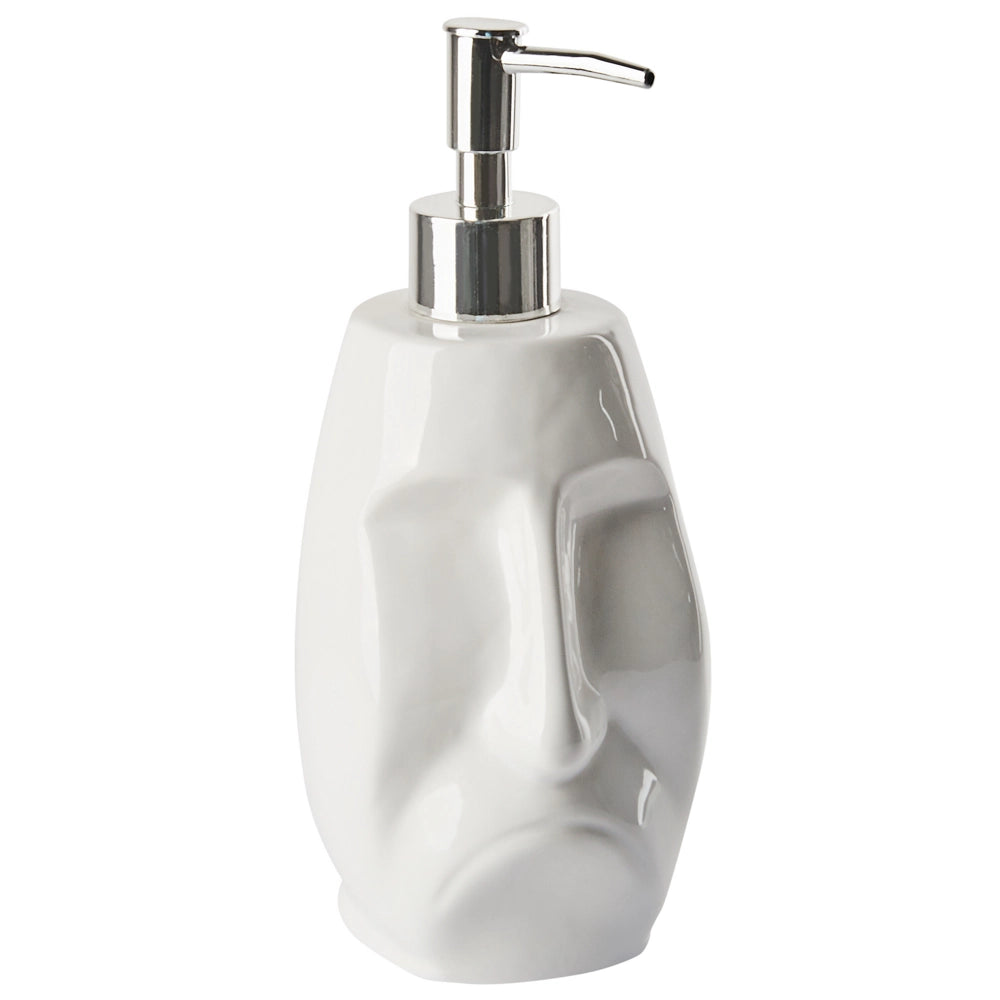 Set di 4 Accessori Bagno in Ceramica bianca a forma di faccia dispenser sapone porta sapone Portaspazzolino recipiente