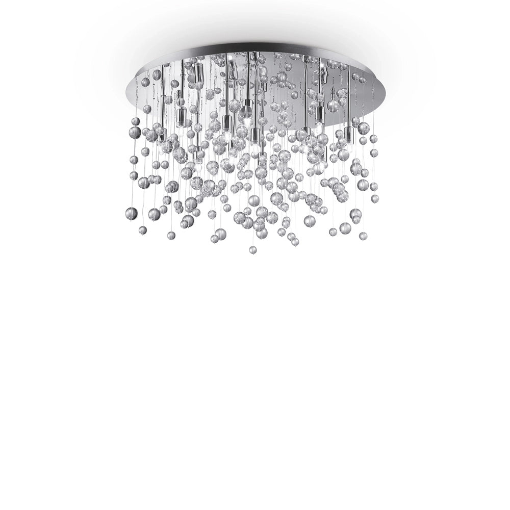Plafoniera Contemporanea Neve Metallo Cromo 12 Luci G9 3W 3000K Luce Calda