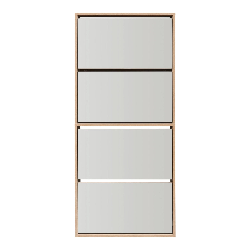 Scarpiera Stretta Lund con Ante a Specchio e 4 Contenitori Ribaltabili - Effetto Rovere Sonoma [en.casa]