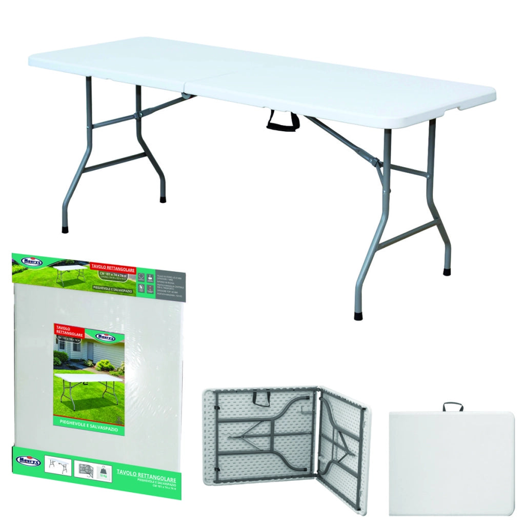 MAURY'S TAVOLO PICNIC RETTANGOLARE PIEGHEVOLE CAMPING 181 X 74 X H74 CM