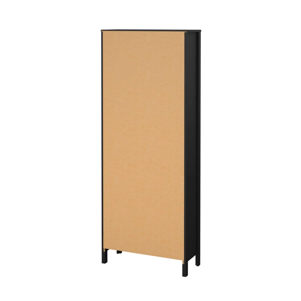 Vetrina Lazio, Credenza espositiva, Vetrinetta multiuso, Madia da soggiorno, 78x33 h199 cm, Nero