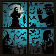 Decorazioni per finestre Halloween, Stickers per finestre Halloween, Stickers per finestre con pipistrelli spettrali, teschi e zucche per Halloween, Decorazioni per finestre a tema Halloween