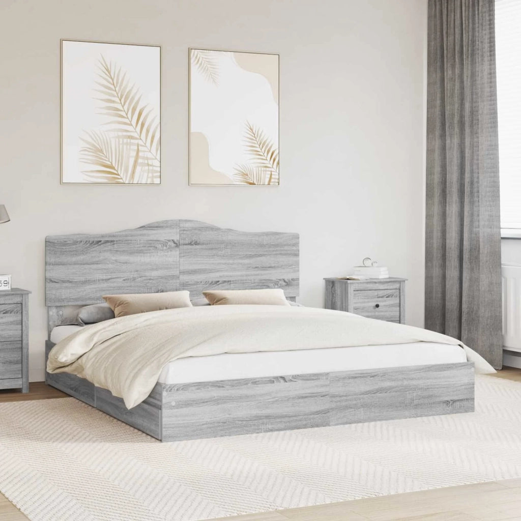 Letto con Contenitore con testiera Grigio Sonoma 180 x 200 cm 3413483