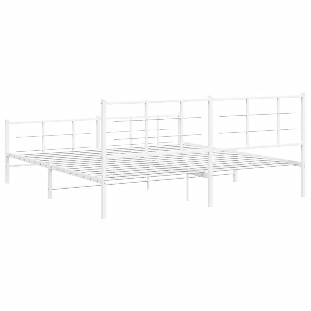 Giroletto con Testiera e Pediera Metallo Bianco 193x203 cm 355634