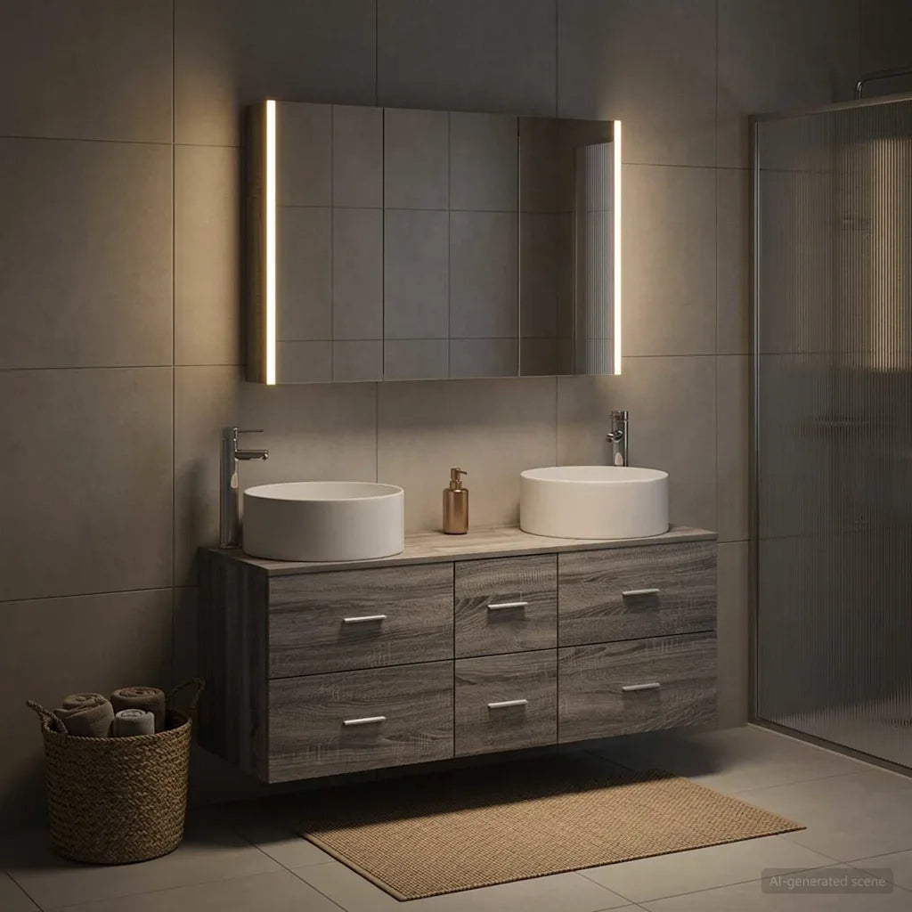 Set di mobili per il bagno 4 pcs Sonoma grigio 3407108
