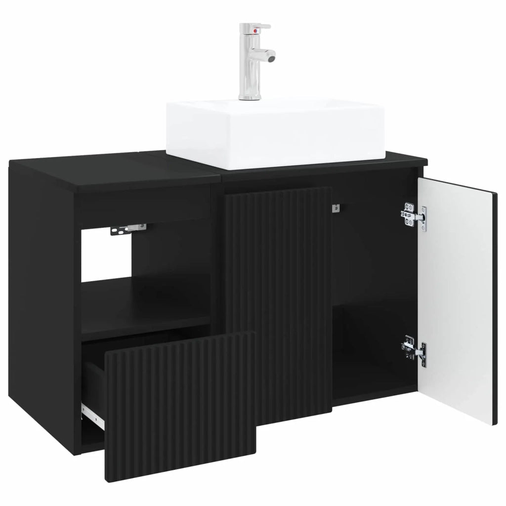 Set di mobili per il bagno 2 pz Nero Legno ingegnerizzato 3404055