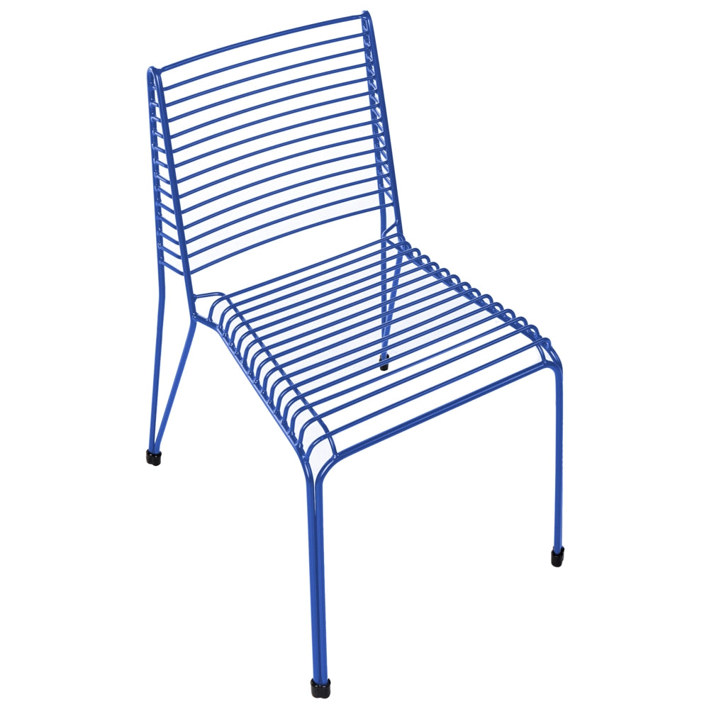 Set di 2 sedie da giardino con telaio in acciaio blu impilabili da esterno per patio stile moderno