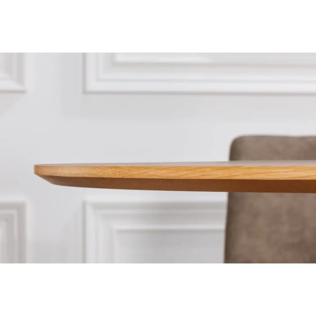 Table KANOVA 140 cm – Piano tondo in rovere chiaro e piede centrale design – Stile contemporaneo