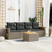Set Divano da Giardino 5 pz con Cuscini-Sofa da Giardino-Divanetto da esterno Grigio in Polyrattan 390214