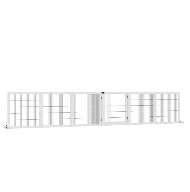 Cancelletto pieghevole per cani in legno bianco 432 x 70 cm