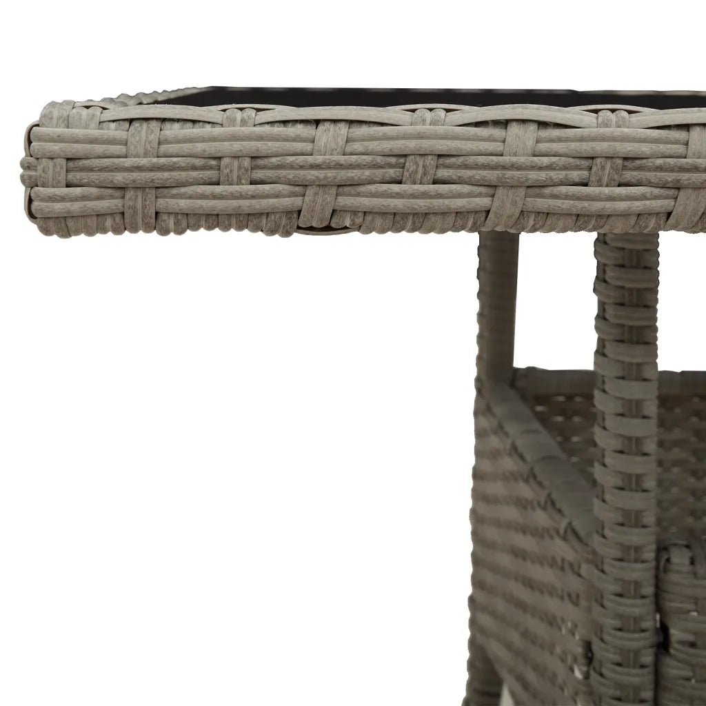 Tavolo Giardino | Tavolino da esterno Piano Vetro Grigio Chiaro 80x80x75cm Polyrattan