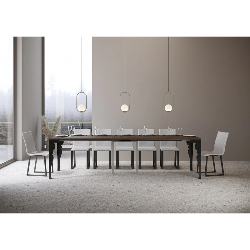 Consolle allungabile 90x40/300 cm Paxon Evolution telaio Antracite - Noce