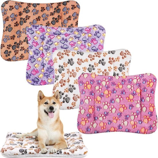 4 pezzi di morbidi guinzagli per cani, cuscino per gatti con carino disegno, morbido materasso per piccoli animali, gabbia per cani, lavabile, materasso per cavia spesso (75 x 55 cm)