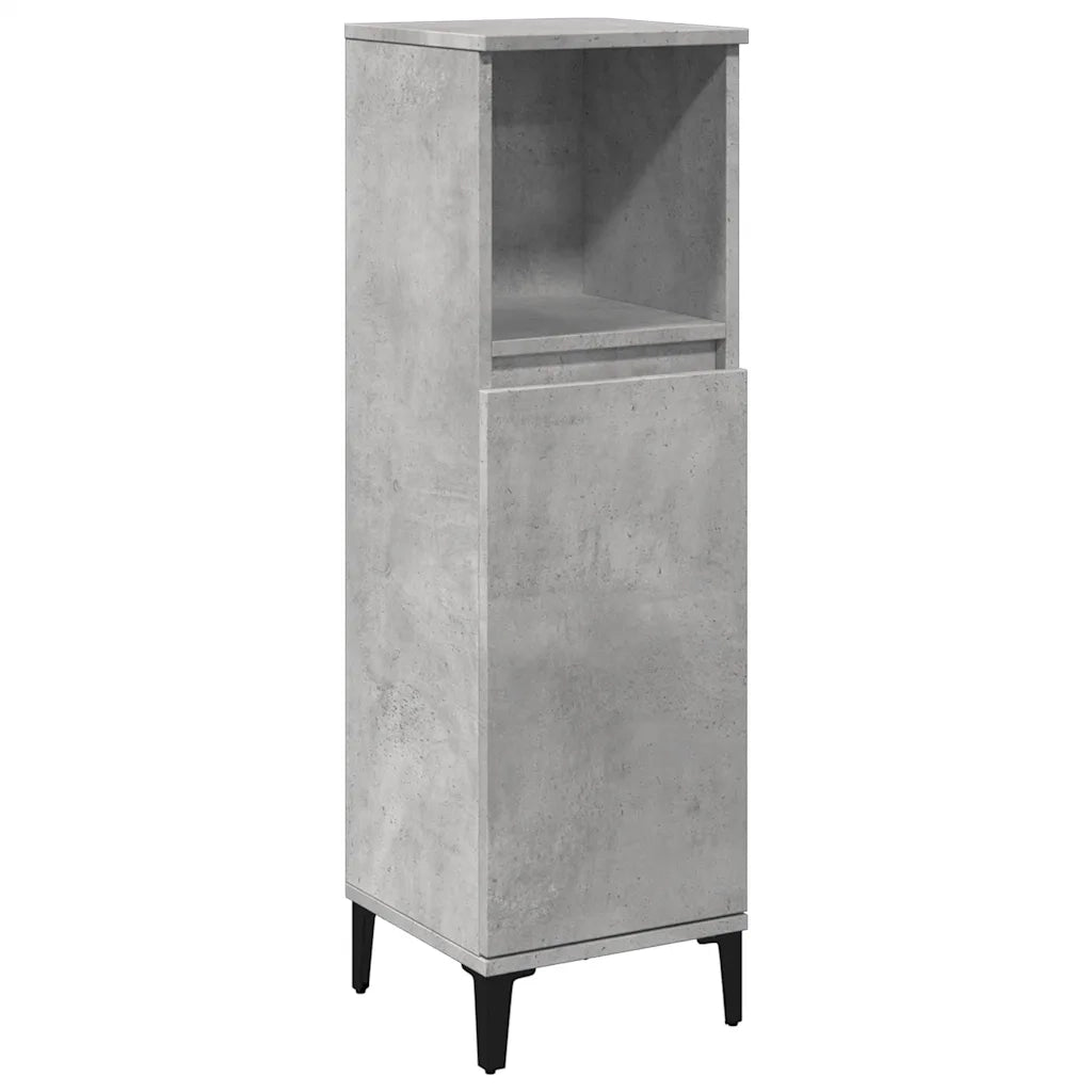 Armadietto da Bagno Grigio Cemento 30x30x100 cm in Truciolato