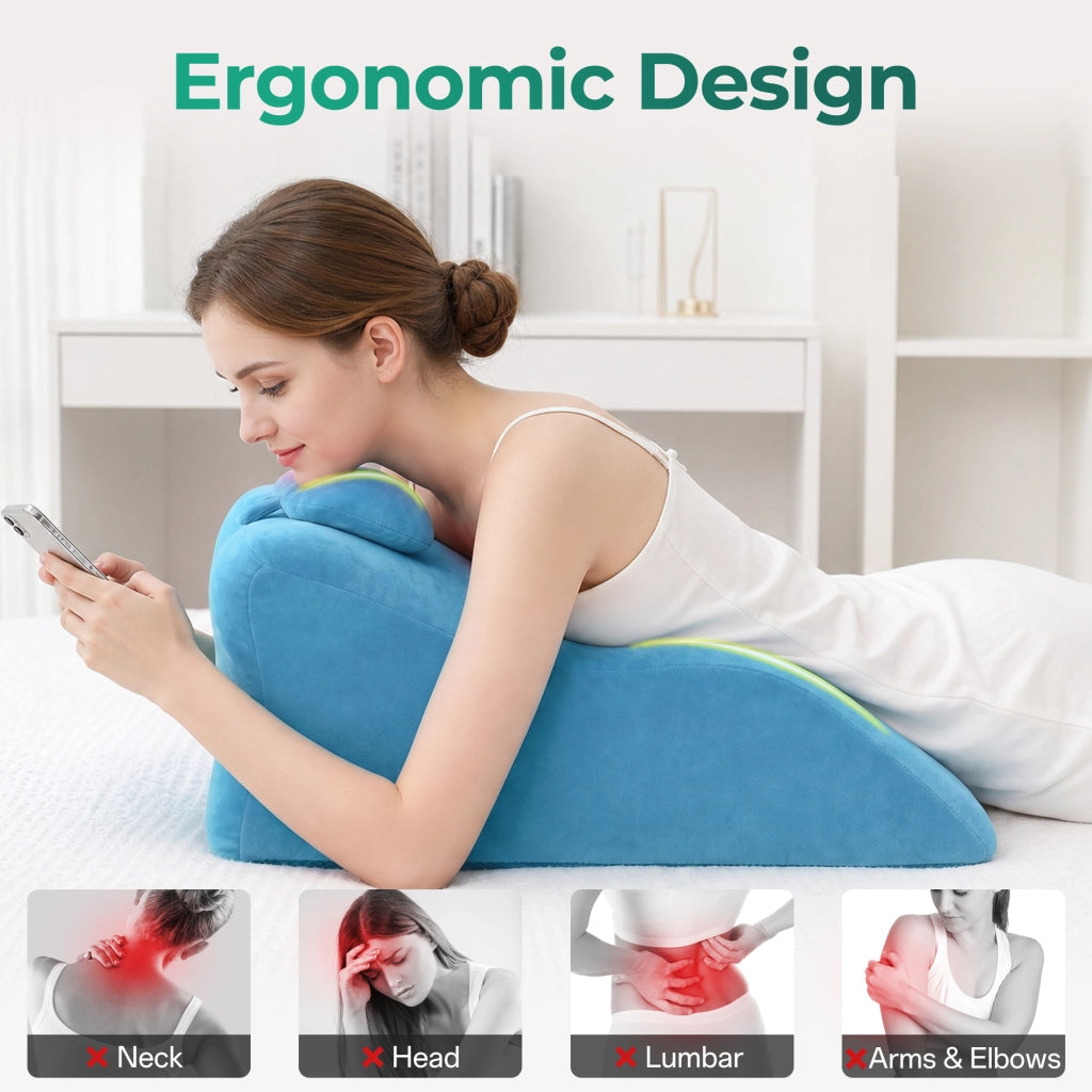 Cuscino a cuneo ergonomico ¨C Minimal ¨C blu, memory foam, supporto schiena