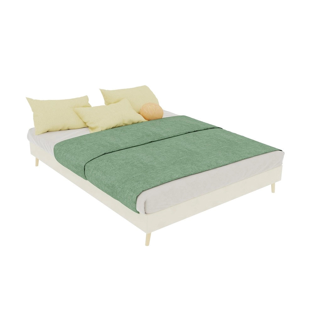Letto Matrimoniale Imbottito ¨C MINIMAL ¨C Velluto Beige 140x200, Senza Testiera