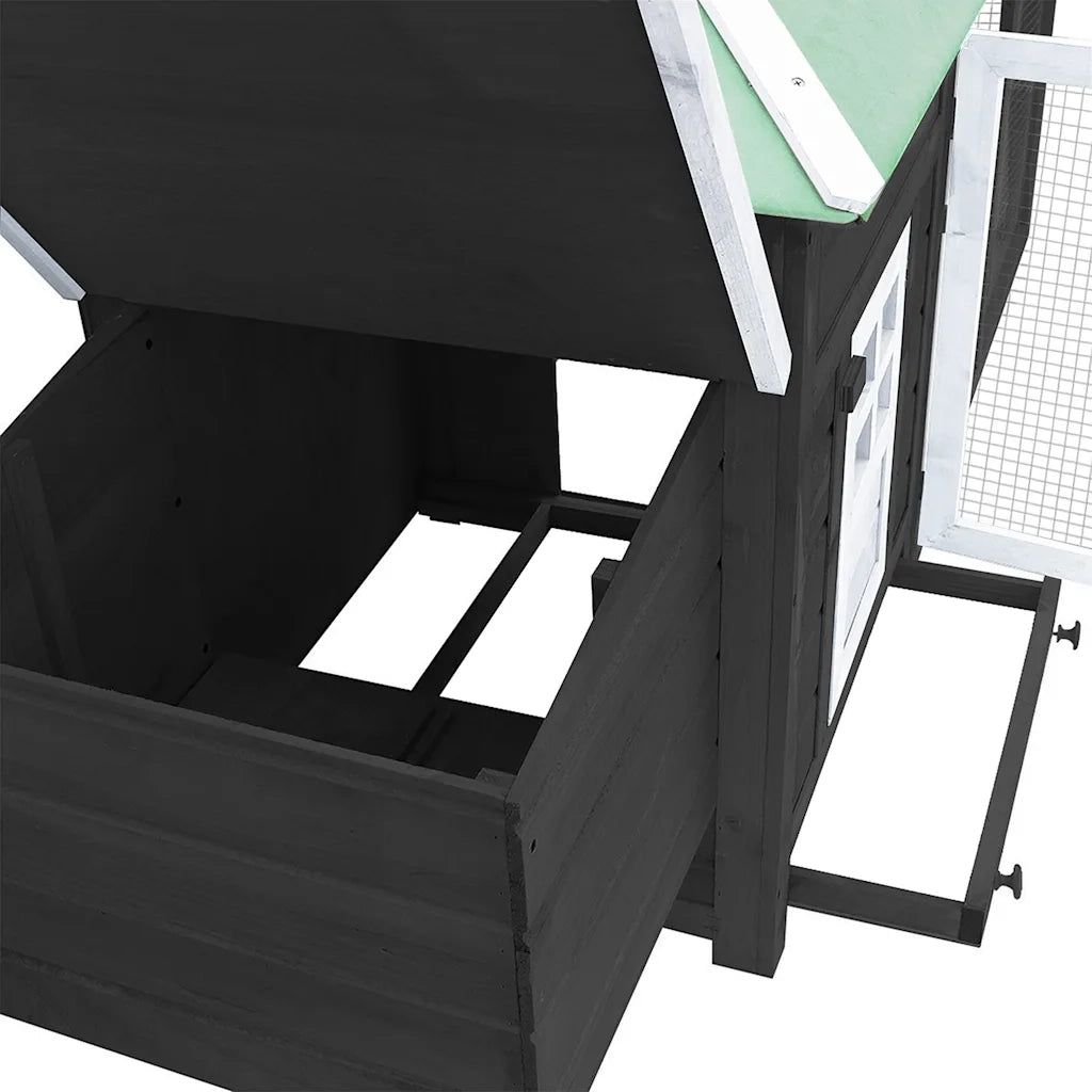 Pollaio con Casetta Nidificazione Grigio 190x72x102 cm in Abete 170981