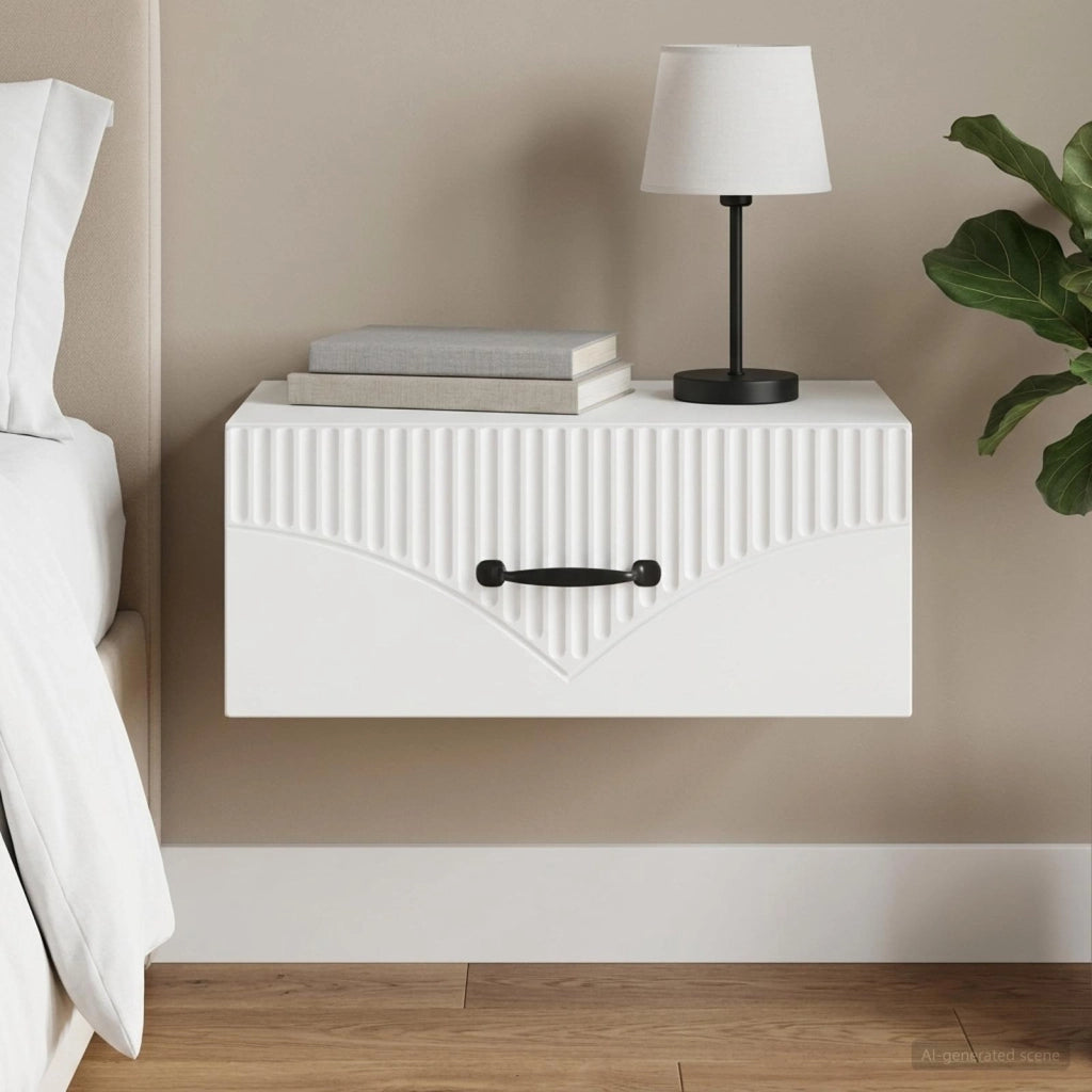 Mobiletto da notte a muro con cassetto Bianco 49 x 34,5 x 20 cm 898955